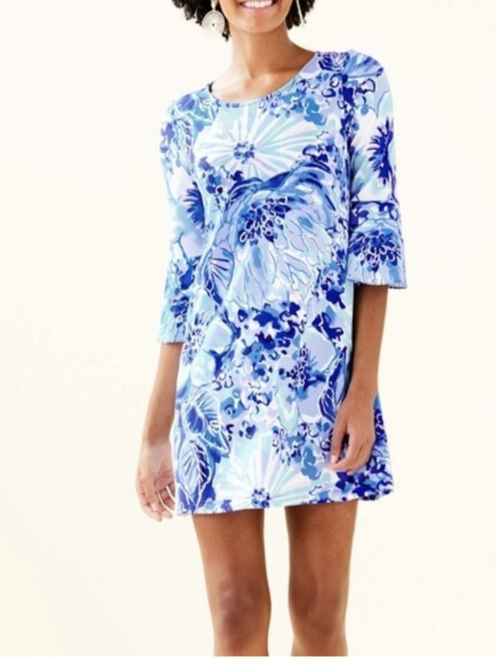 Lilly Pulitzer Ophelia Swing Dress Blue Floral Large